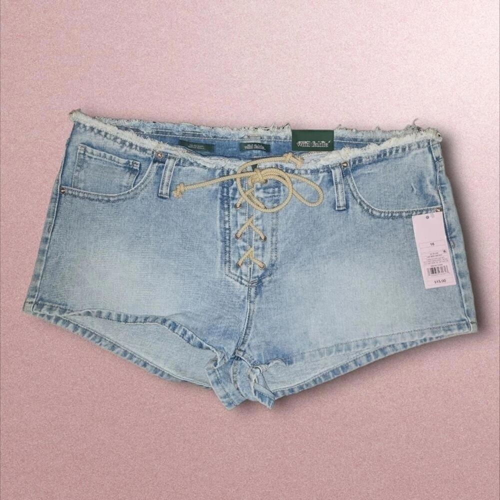 Wild Fable Low-Rise Denim Shorts with Rope Detail - Women’s Size 16, NWT